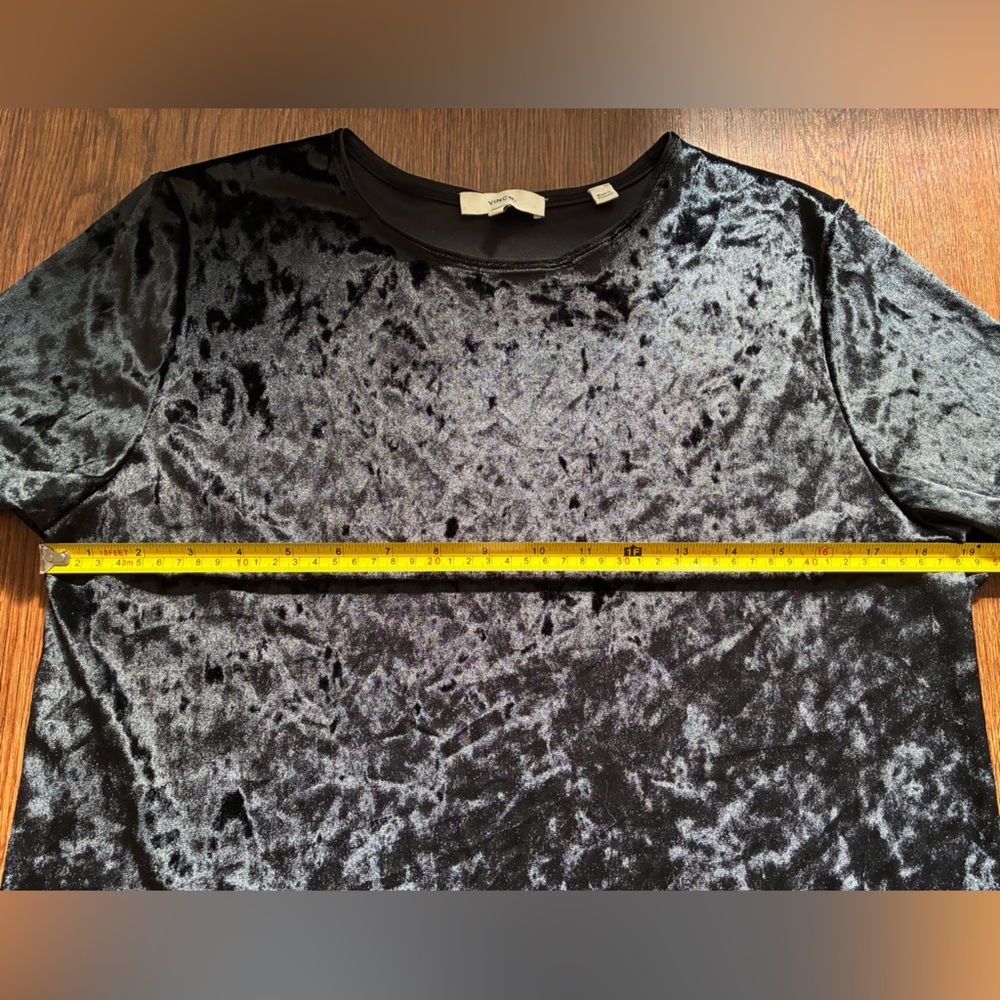 Vince Black Velvet Short Sleeve Blouse - Size L - Picture 5 of 7
